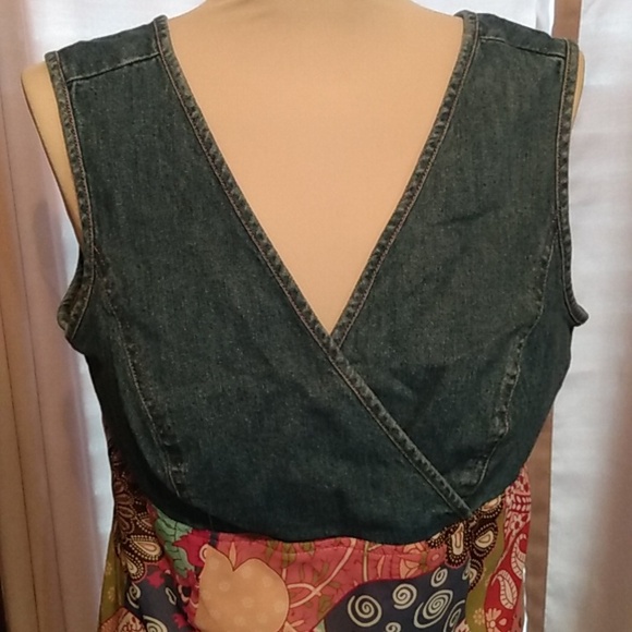 Women's denim top with sheer bottom - Picture 3 of 6